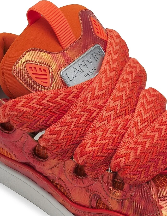 Curb Hologram-Effect Leather Sneakers - Orange - Size 2 - Image 7