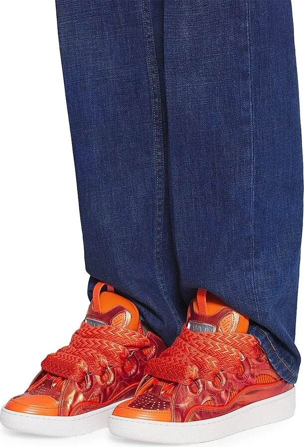 Curb Hologram-Effect Leather Sneakers - Orange - Size 2 - Image 8