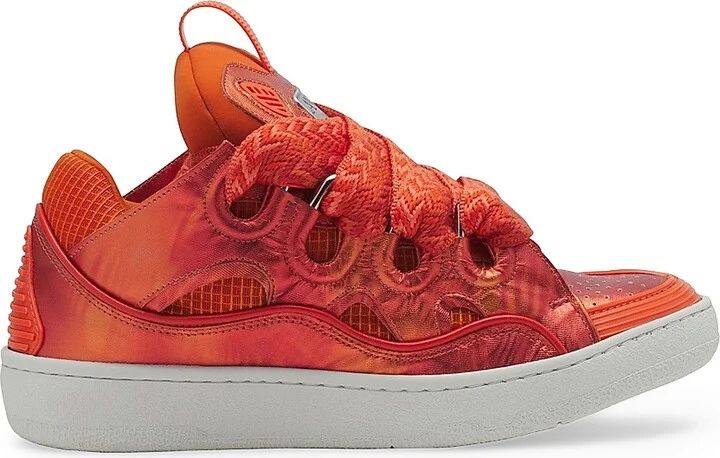 Curb Hologram-Effect Leather Sneakers - Orange - Size 2