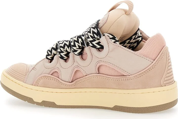 'curb' Pink Sneakers With White And Black Laces In Leather Pink Unisex - Image 3