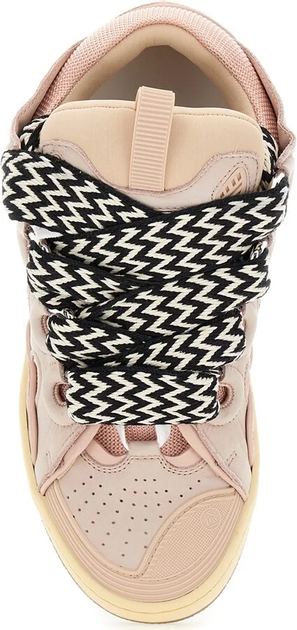 'curb' Pink Sneakers With White And Black Laces In Leather Pink Unisex - Image 4