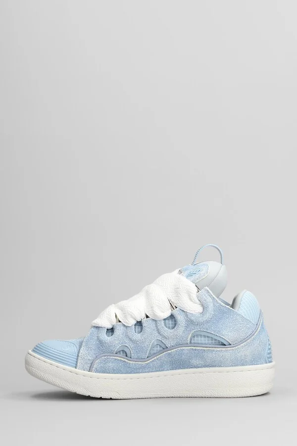 Curb Sneakers In Cyan Leather - Image 3