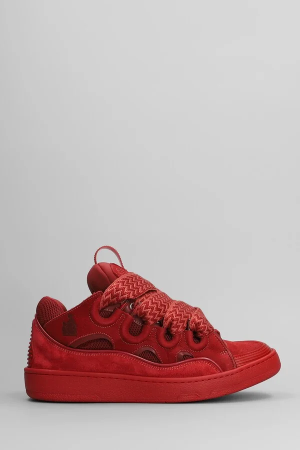 Curb Sneakers In Red Suede And Leather