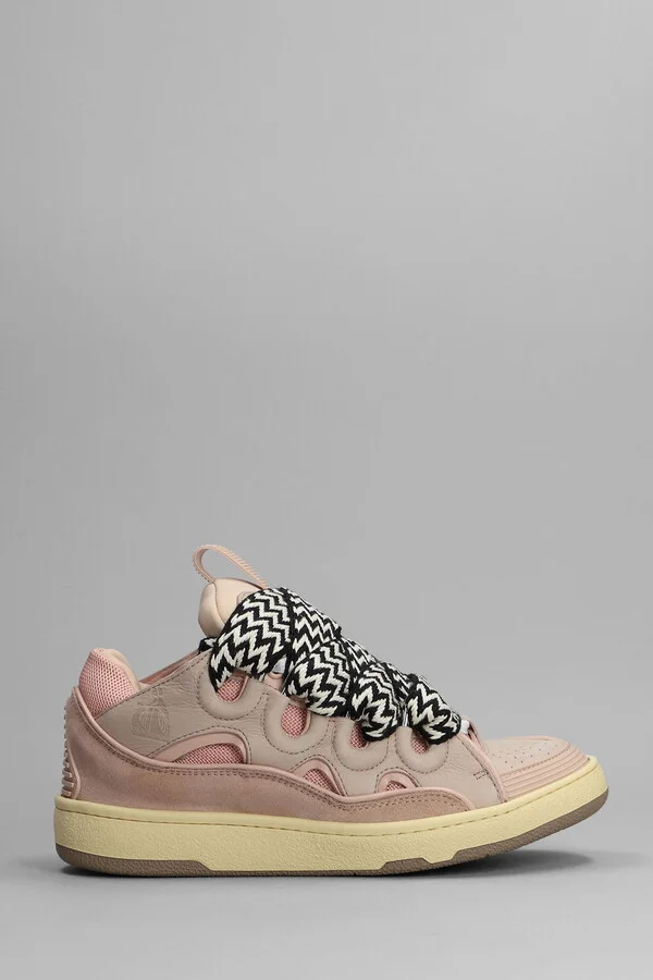 Curb Sneakers In Rose-pink Suede And Leather