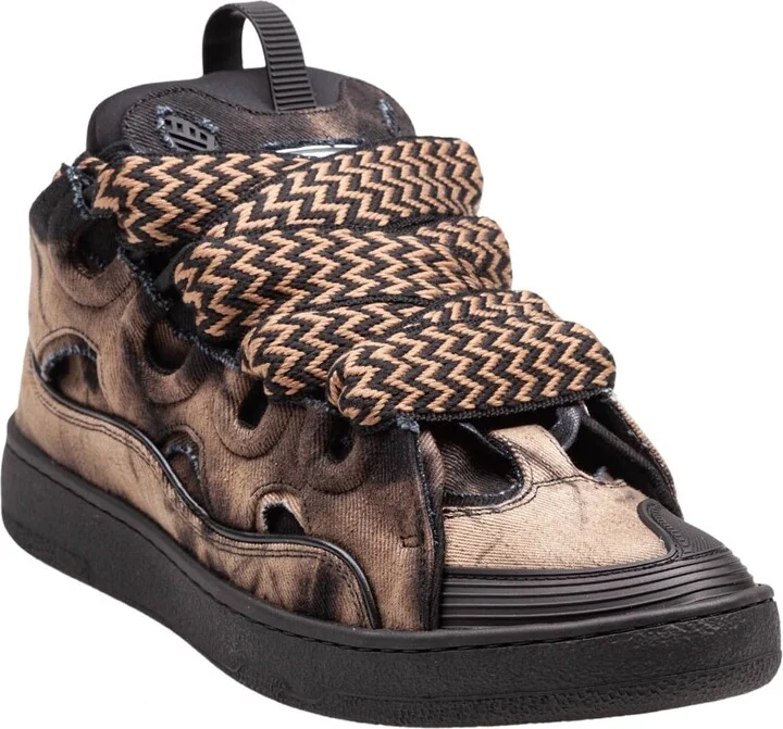 Curb Sneakers In Washed Denim Color Black And Brown - Image 2