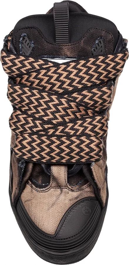 Curb Sneakers In Washed Denim Color Black And Brown - Image 3
