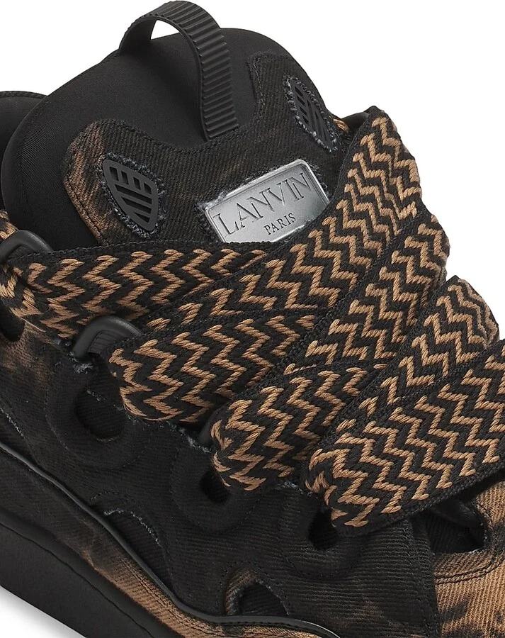 Curb Washed Denim Sneakers - Black Beige - Size 2 - Image 5