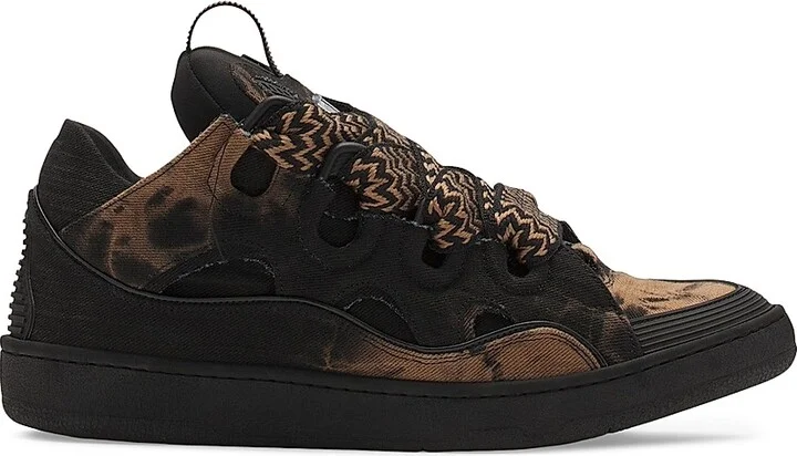 Curb Washed Denim Sneakers - Black Beige - Size 2