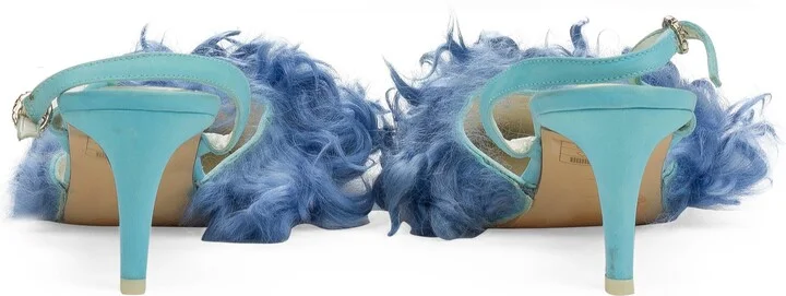 Curly Shearling Blue Heels