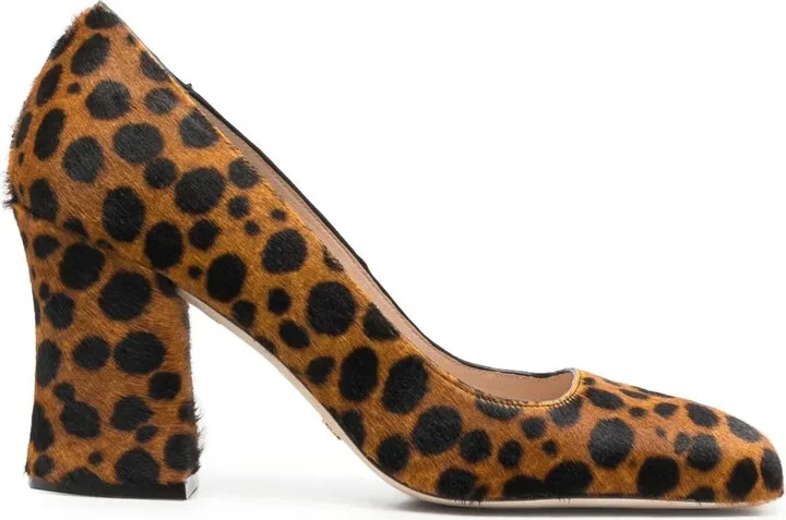 Curveblock leopard-print pumps