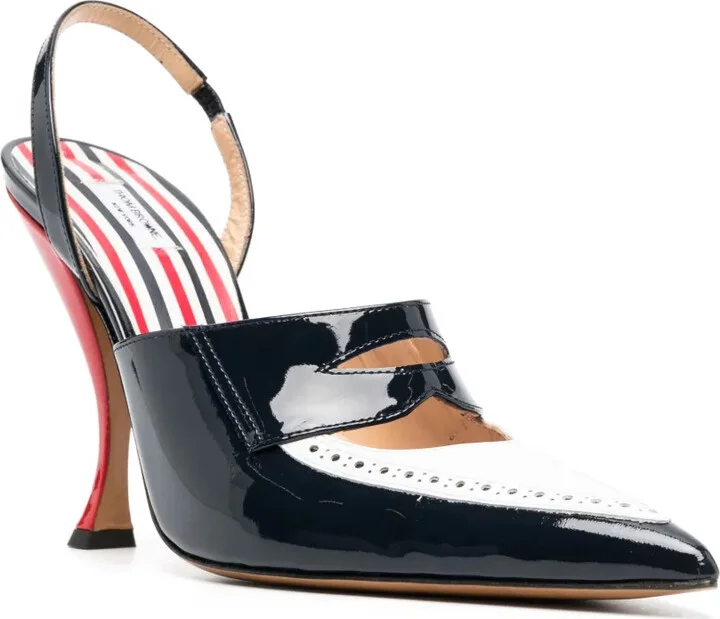Curved-Heel 120mm Leather Pumps - Image 2