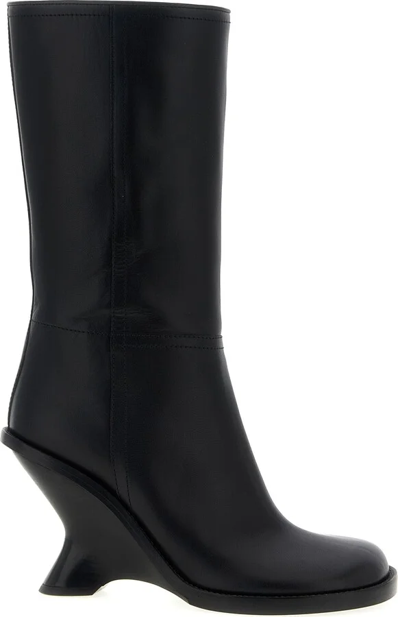 Curved Wedge Heel Boots Boots And Ankle Boots Black