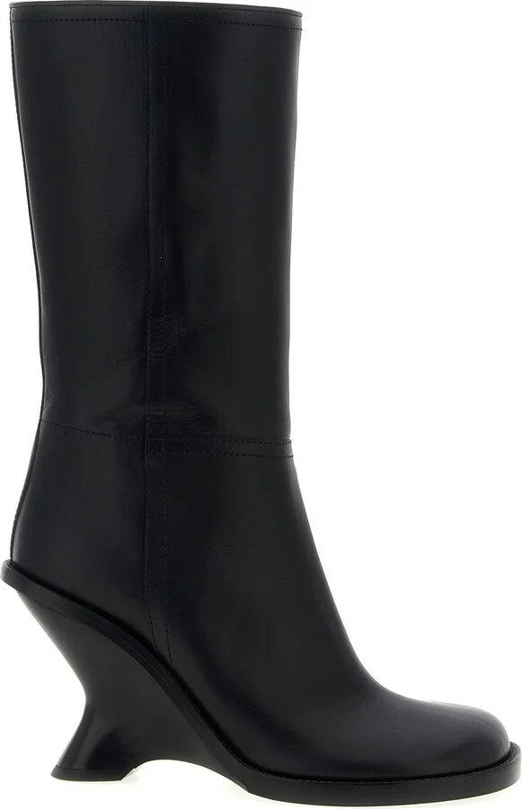 Curved Wedge Heel Boots