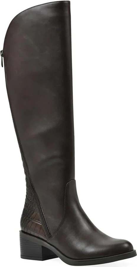 Cushaw Womens Wide Calf Faux Leather Knee-High Boots