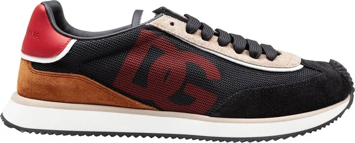 Cushion Sneakers In Mixed Materials Color Black/beige
