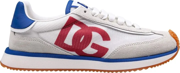 Cushion Sneakers In Mixed Materials White And Red Color
