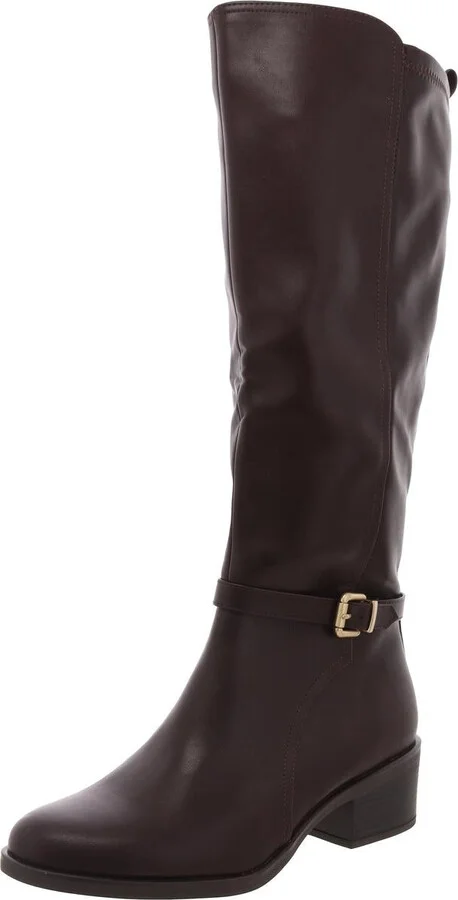 Custard Womens Buckle Leather Knee-High Boots