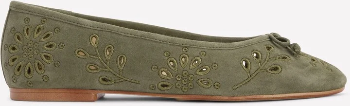 Cut Out Ballet Flats, Deep Olive