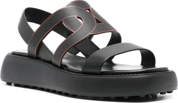 Cut-Out Chain Leather Sandals - Image 2