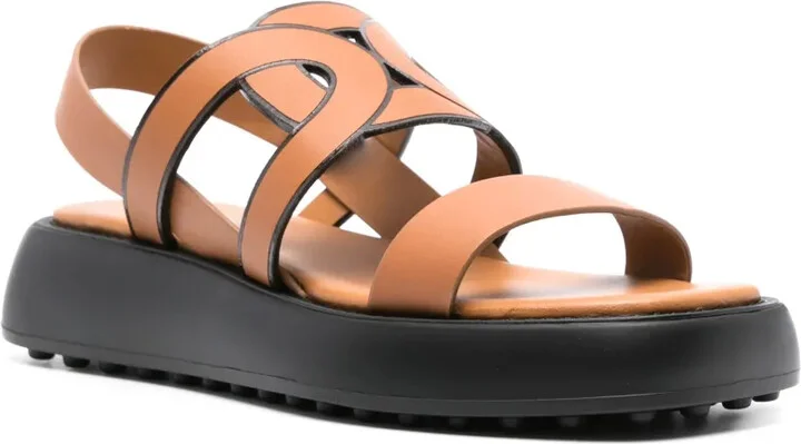 Cut-Out Chain Leather Sandals - Image 2