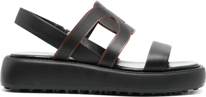 Cut-Out Chain Leather Sandals