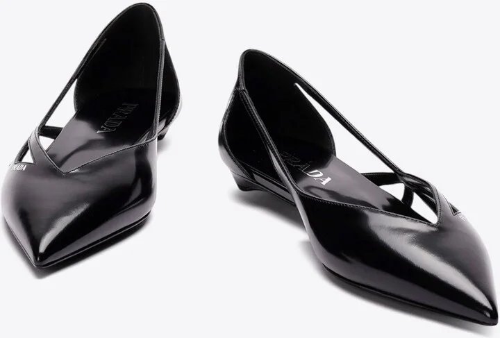 Cut-Out Leather Ballet Flats - Image 2