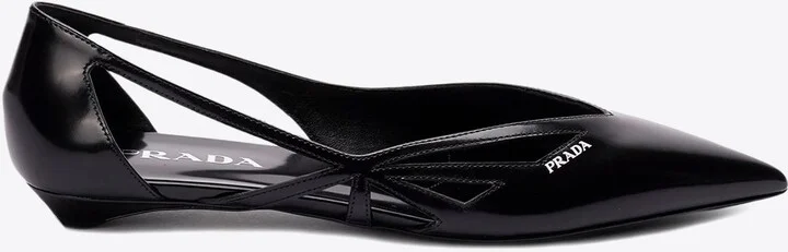 Cut-Out Leather Ballet Flats