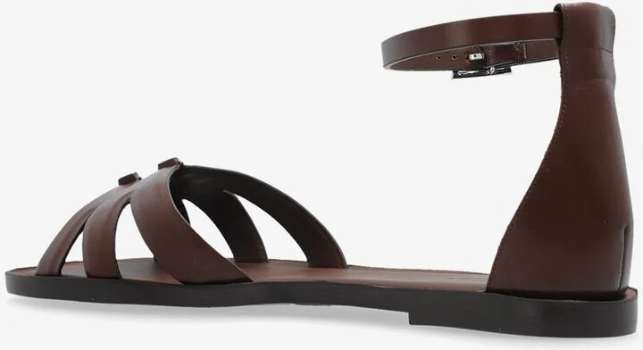 Cut-Out Leather Flat Sandals - Image 2