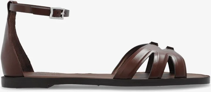 Cut-Out Leather Flat Sandals