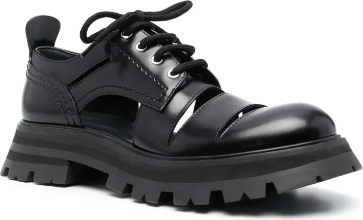 cut-out leather Oxford shoes - Image 2