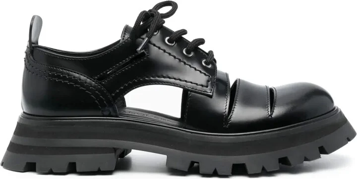 cut-out leather Oxford shoes