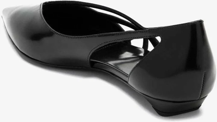 Cut-Out Leather Pointed-Toe Flats - Image 3