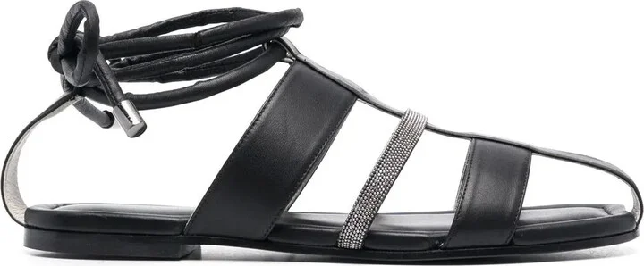 Cut-Out Leather Sandals
