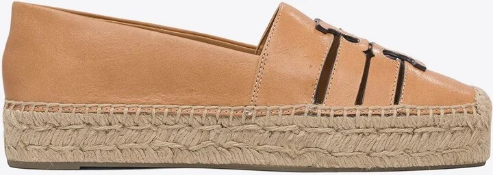 Cut-Out Logo Leather Espadrilles
