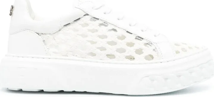 Cut-Out Low-Top Leather Sneakers