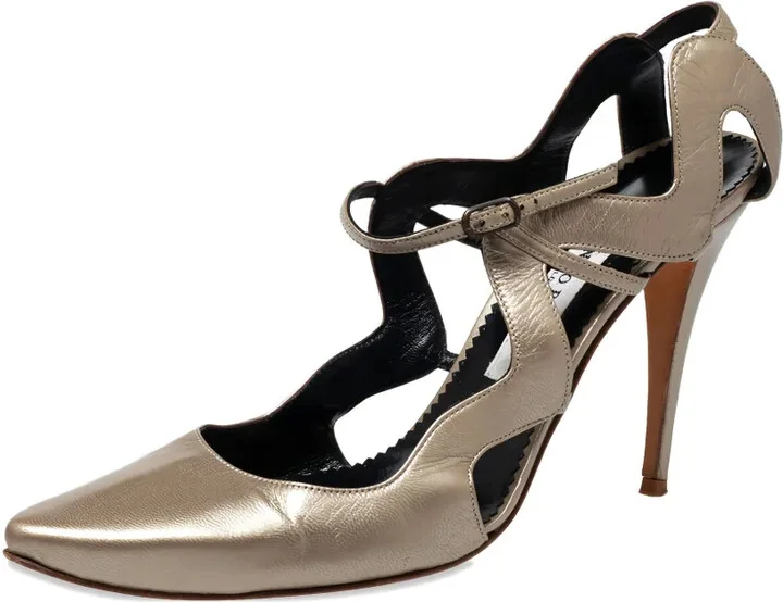 Cut-Out Metallic Sandals - Image 2