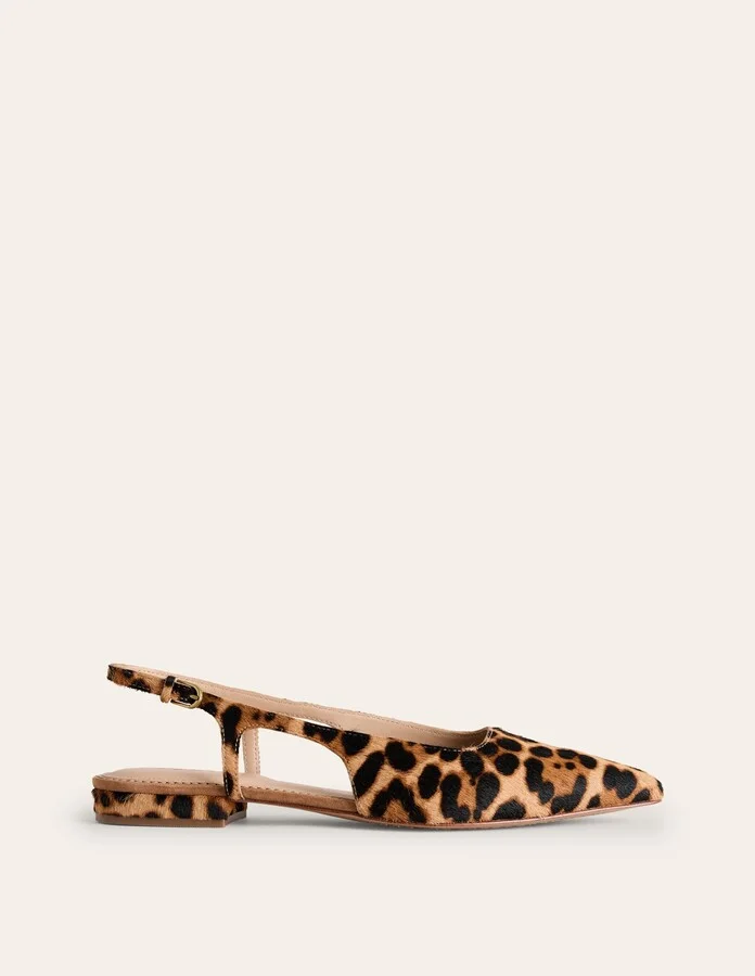 Cut Out Sling Back Flats, Leopard