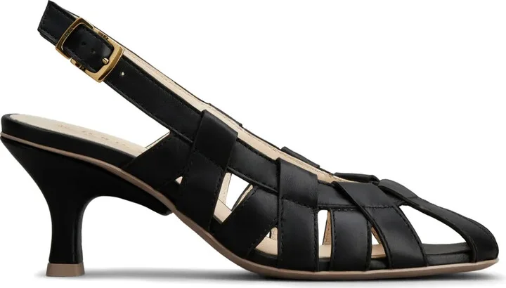 Cut-Out Sling-Back Leather Pumps