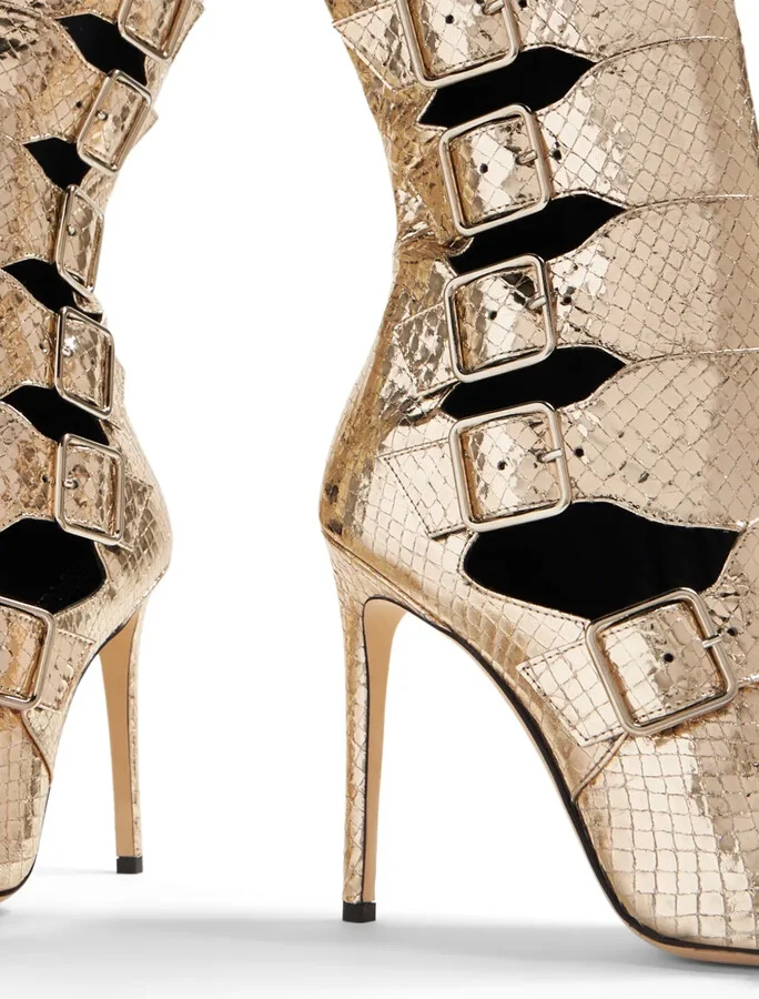 Cut-Out Snakeskin-Effect Boots - Image 4
