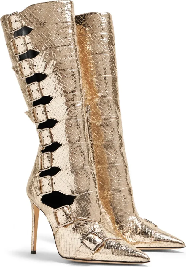 Cut-Out Snakeskin-Effect Boots - Image 5