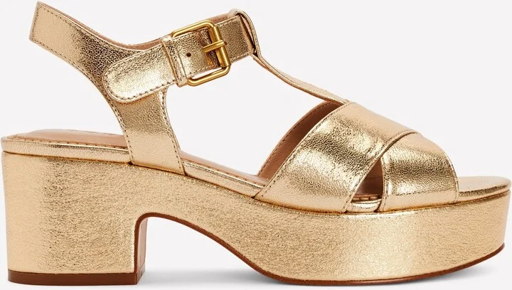 Cut Out Wedge Sandal, Metallic
