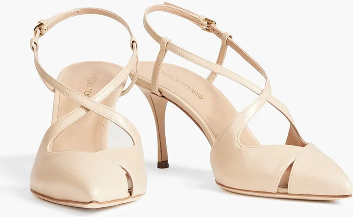 Cutout leather slingback pumps - Image 2