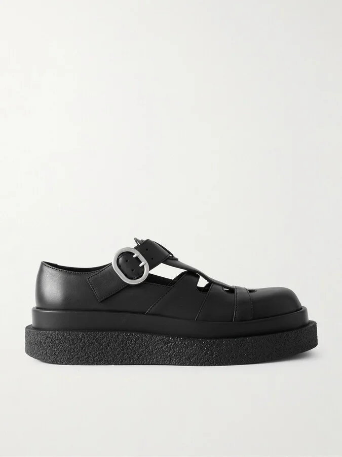 Cutout Panelled Leather Sandals