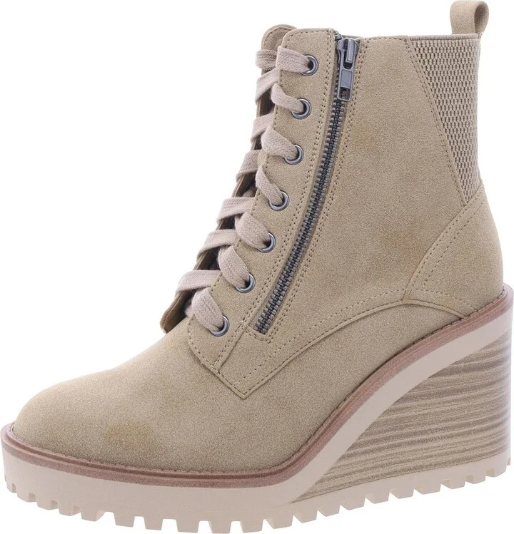CYAN Womens Faux Leather Zipper Ankle Boots