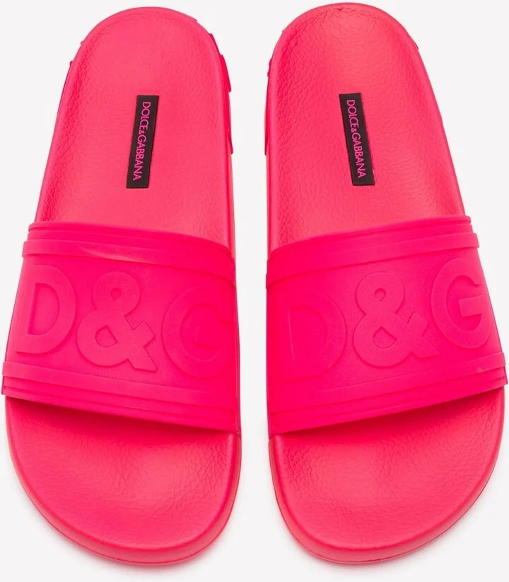 D&G Logo Fluorescent Rubber Beach Slides - Image 2
