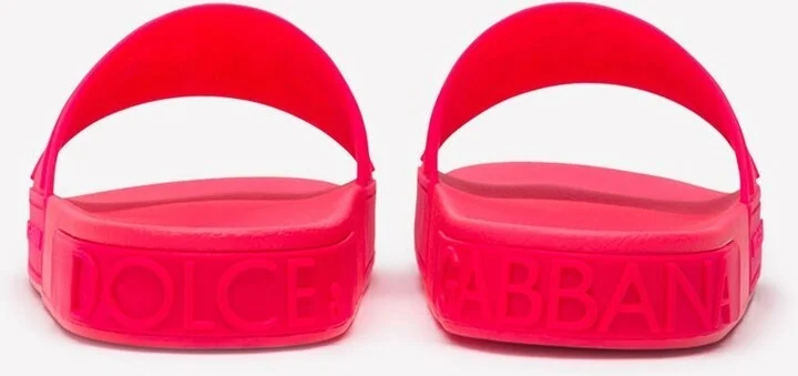 D&G Logo Fluorescent Rubber Beach Slides - Image 3
