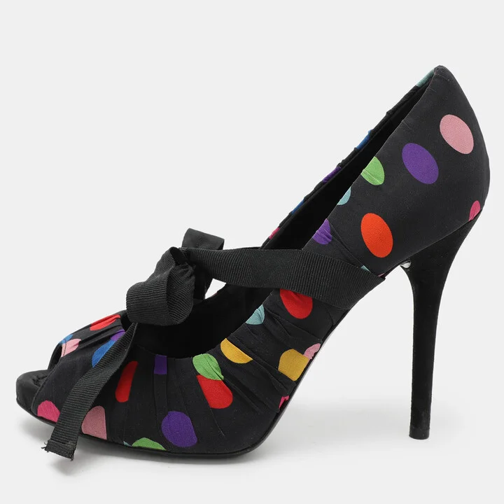 D & G Multicolor Fabric Peep Toe Pumps Size 41