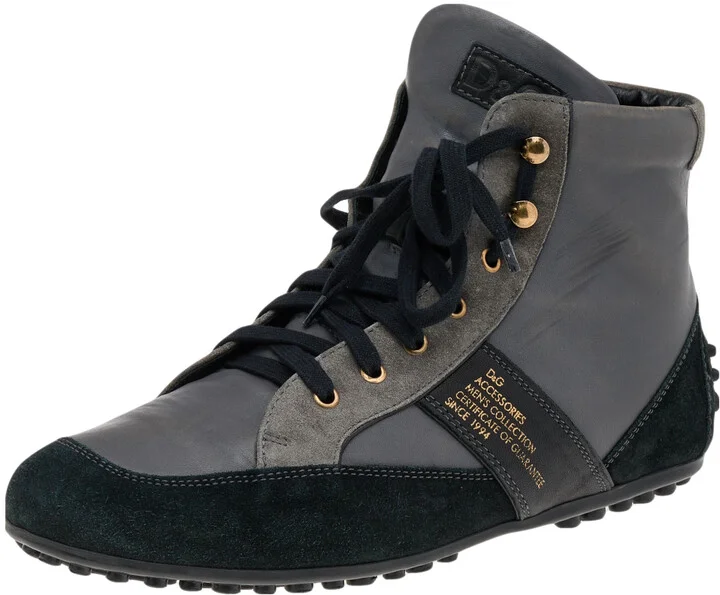 D & G Multicolor Suede And Leather High Top Sneakers Size 45