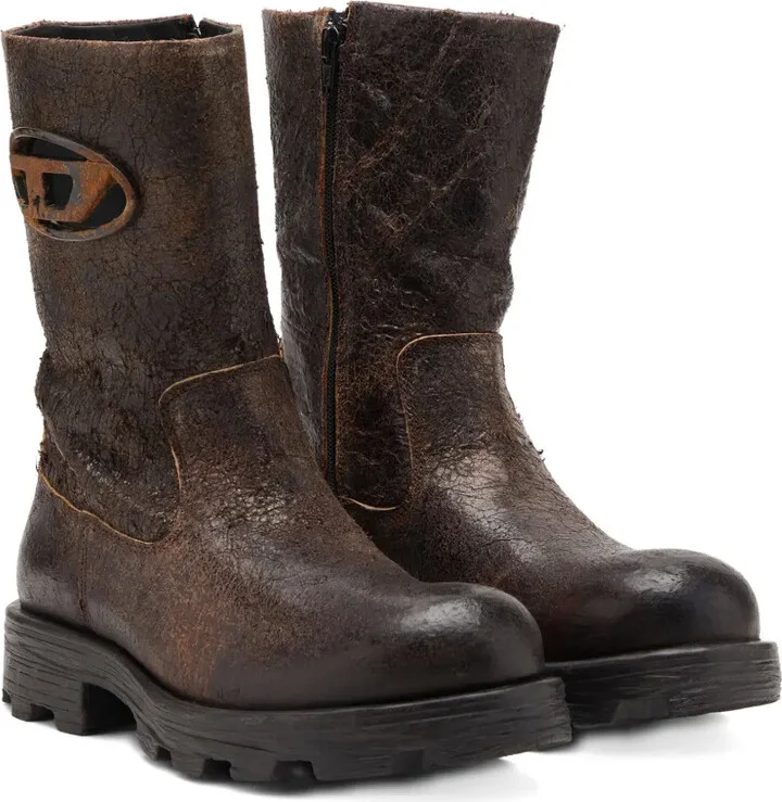 D-Hammer distressed crackled suede biker boots - Image 2