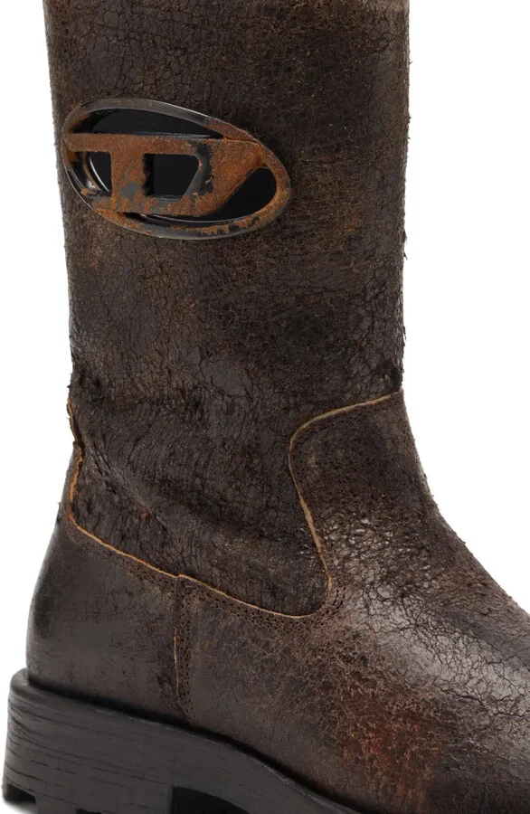 D-Hammer distressed crackled suede biker boots - Image 3